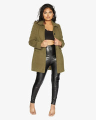 De La Creme Womens Wool Blend Hip Length Covert Coat - Femstylo