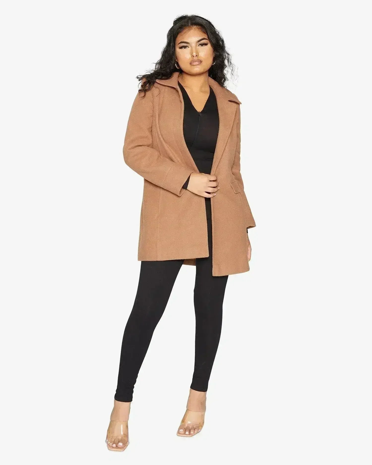 De La Creme Womens Wool Blend Hip Length Covert Coat - Femstylo
