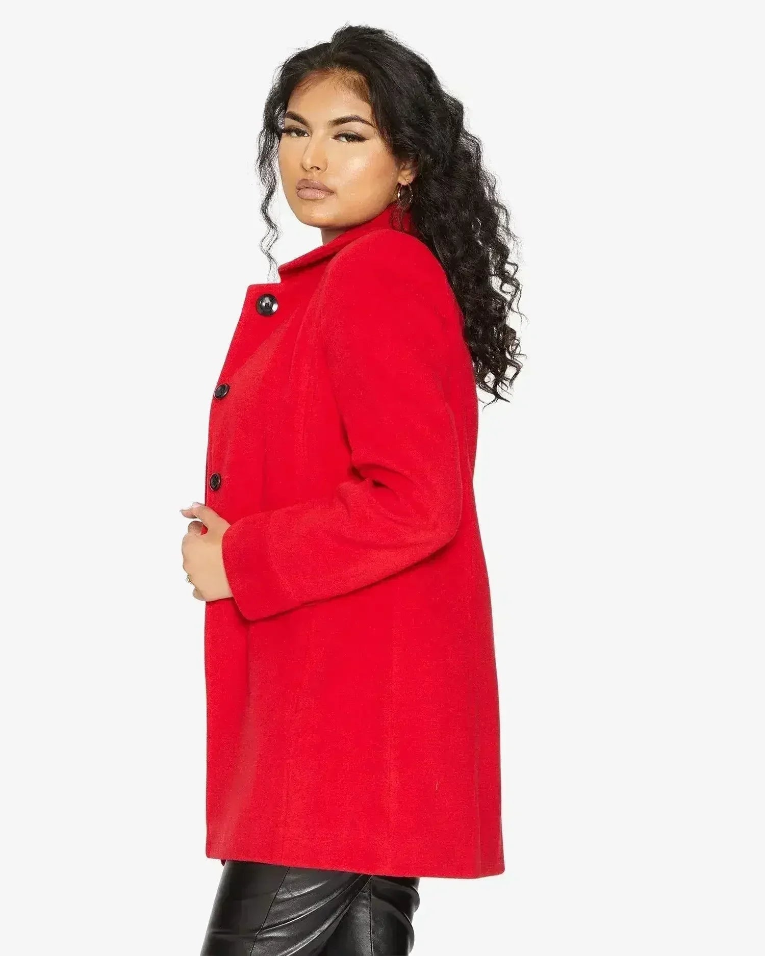 De La Creme Womens Wool Blend Hip Length Covert Coat - Femstylo