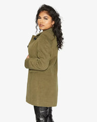 De La Creme Womens Wool Blend Hip Length Covert Coat - Femstylo