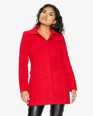 De La Creme Womens Wool Blend Hip Length Covert Coat - Femstylo