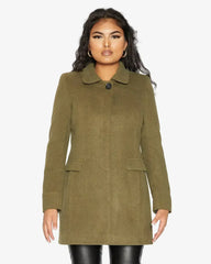 De La Creme Womens Wool Blend Hip Length Covert Coat - Femstylo