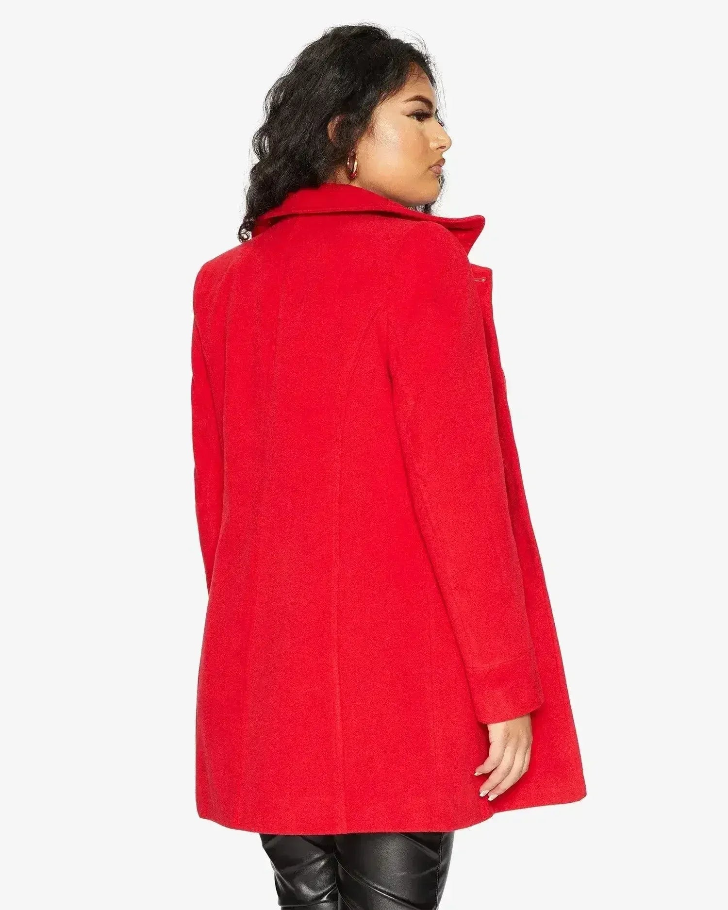 De La Creme Womens Wool Blend Hip Length Covert Coat - Femstylo