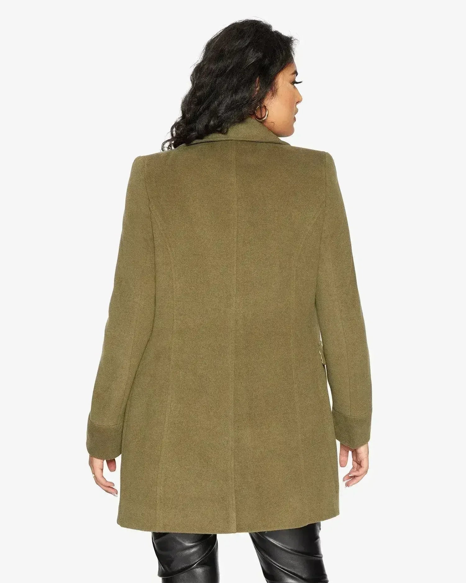 De La Creme Womens Wool Blend Hip Length Covert Coat - Femstylo