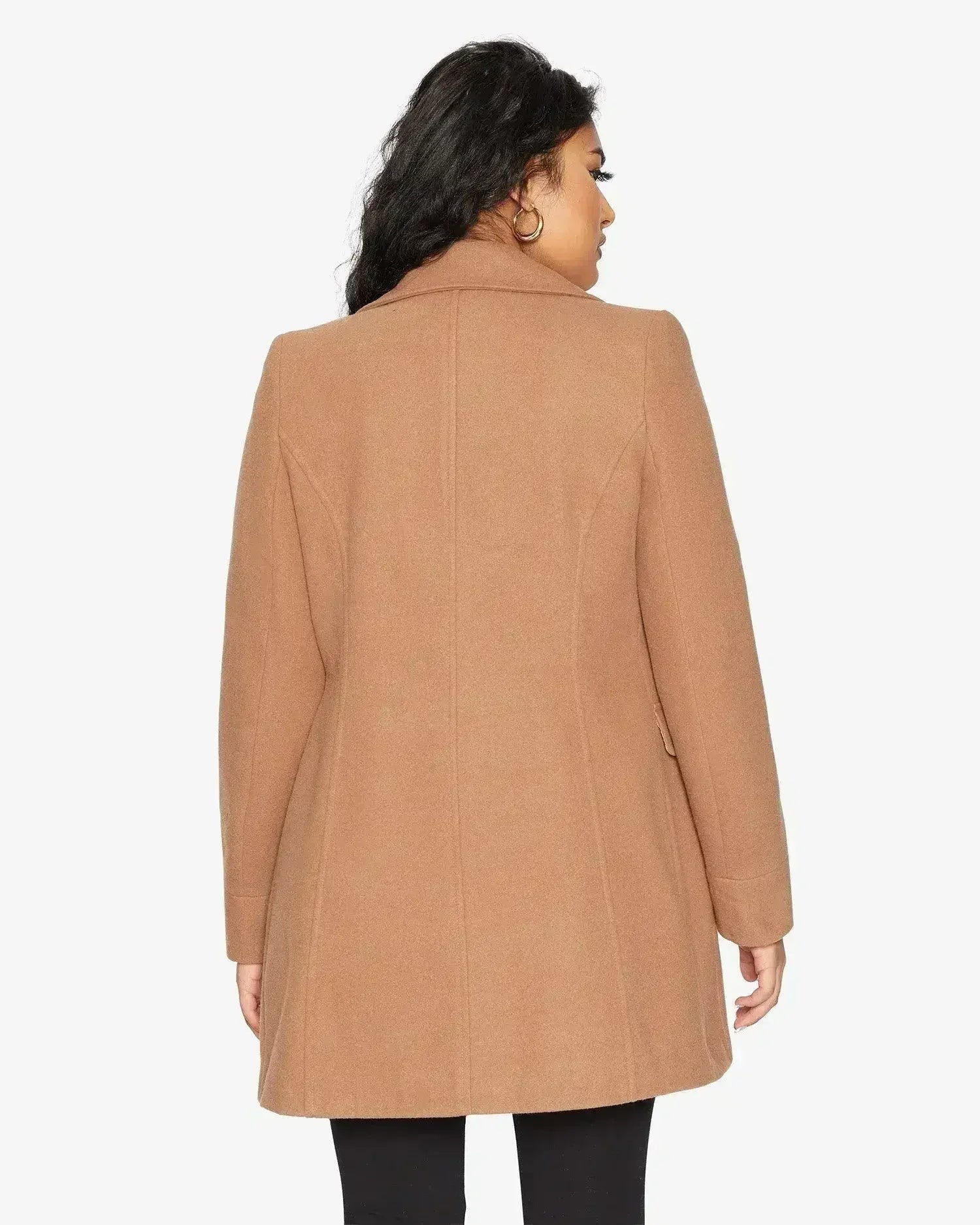 De La Creme Womens Wool Blend Hip Length Covert Coat - Femstylo