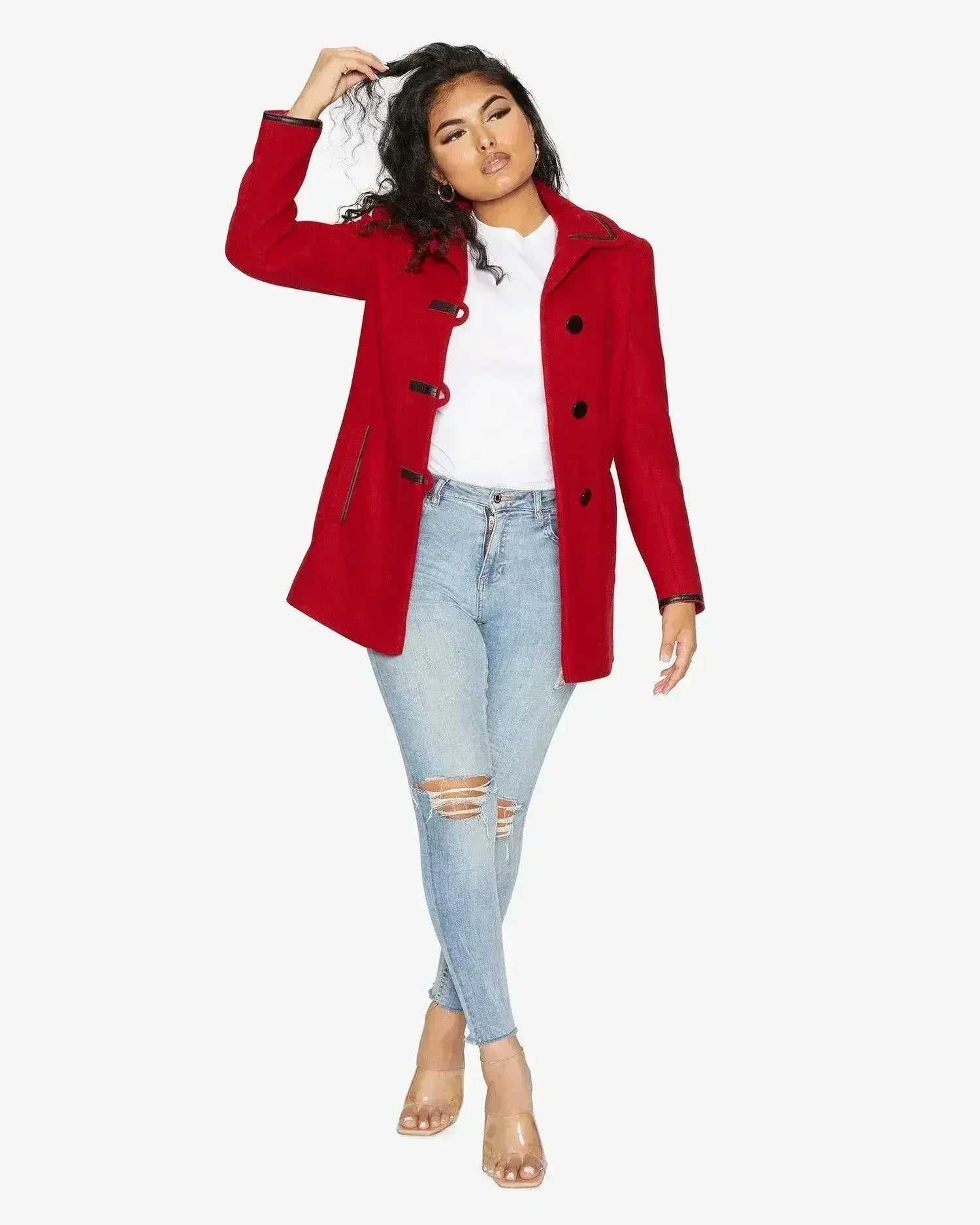 Wool Blend Contrast Trim Coat (1920) - Femstylo