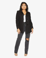 Wool Blend Contrast Trim Coat (1920) - Femstylo