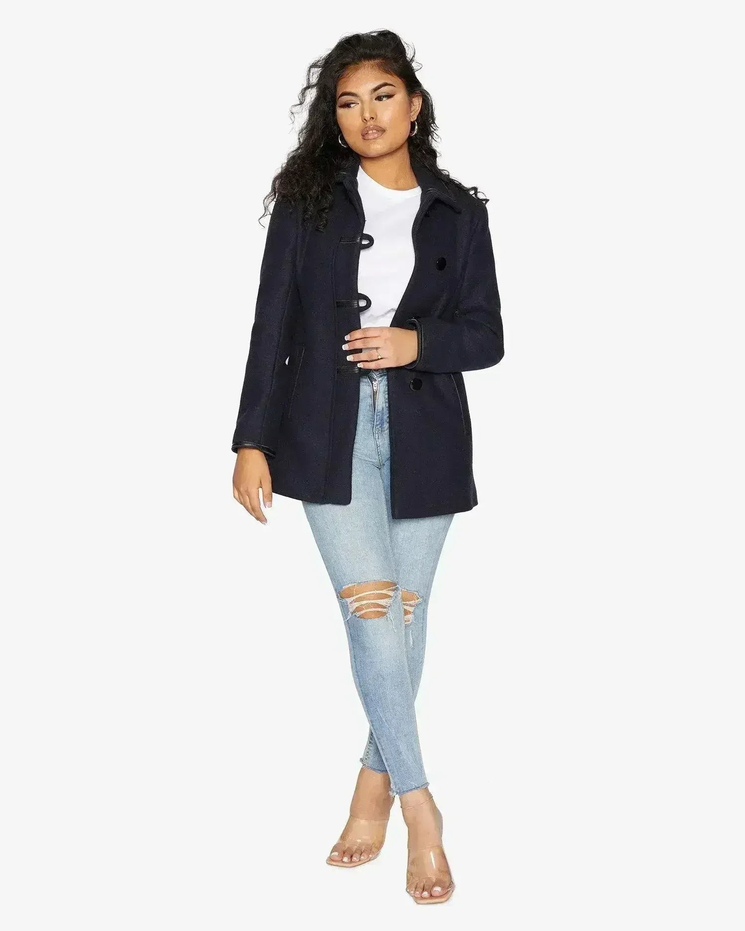 Wool Blend Contrast Trim Coat (1920) - Femstylo