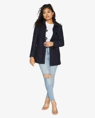 Wool Blend Contrast Trim Coat (1920) - Femstylo