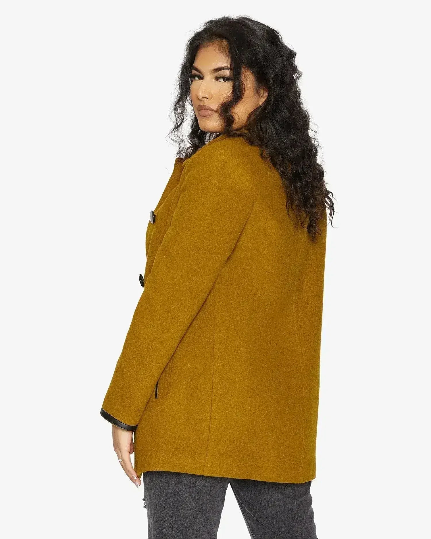 Wool Blend Contrast Trim Coat (1920) - Femstylo