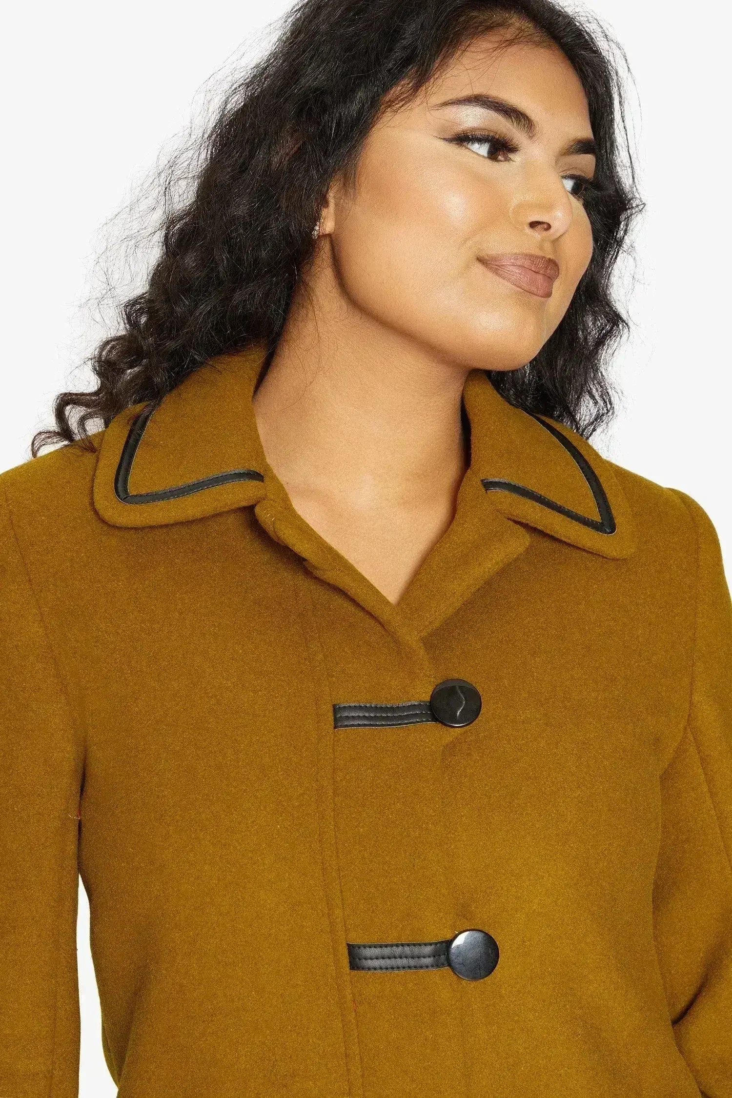 Wool Blend Contrast Trim Coat (1920) - Femstylo