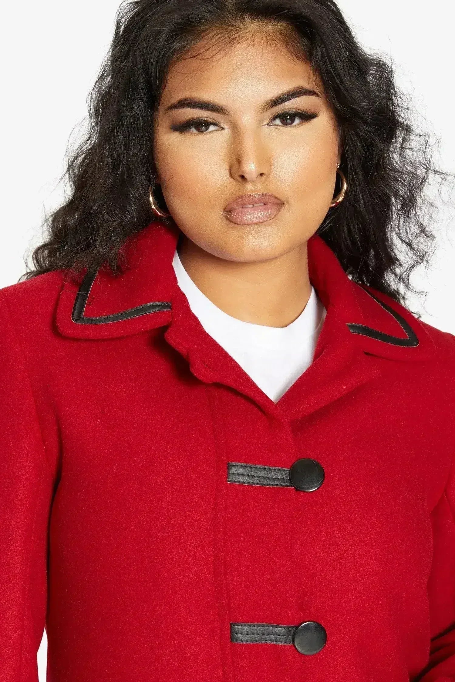 Wool Blend Contrast Trim Coat (1920) - Femstylo