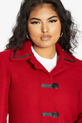 Wool Blend Contrast Trim Coat (1920) - Femstylo