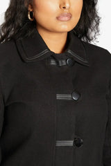 Wool Blend Contrast Trim Coat (1920) - Femstylo