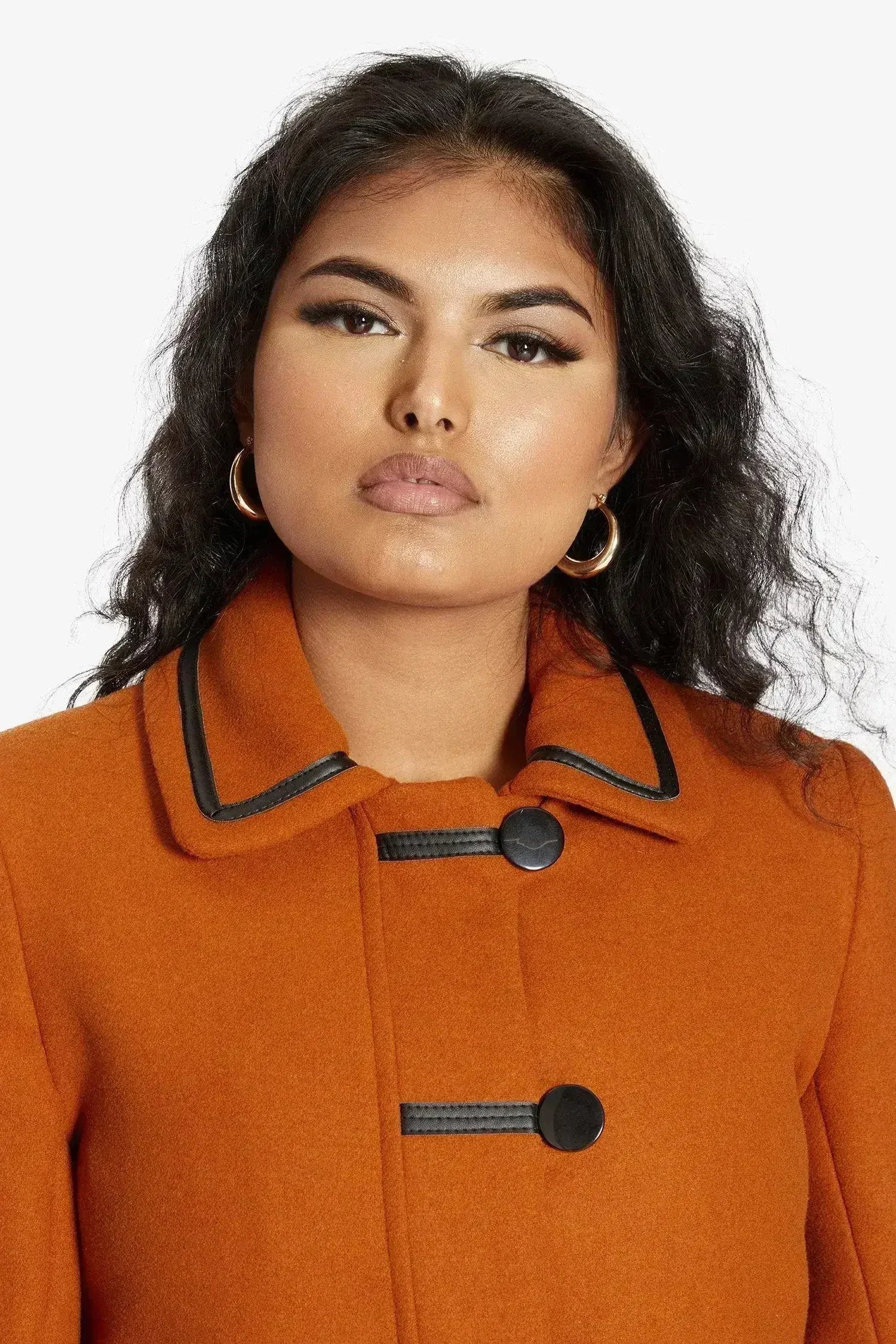 Wool Blend Contrast Trim Coat (1920) - Femstylo