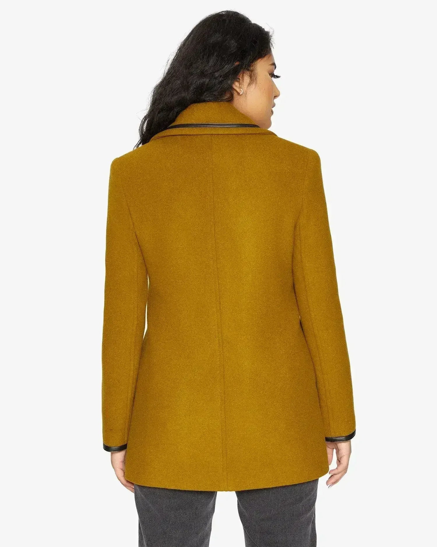 Wool Blend Contrast Trim Coat (1920) - Femstylo