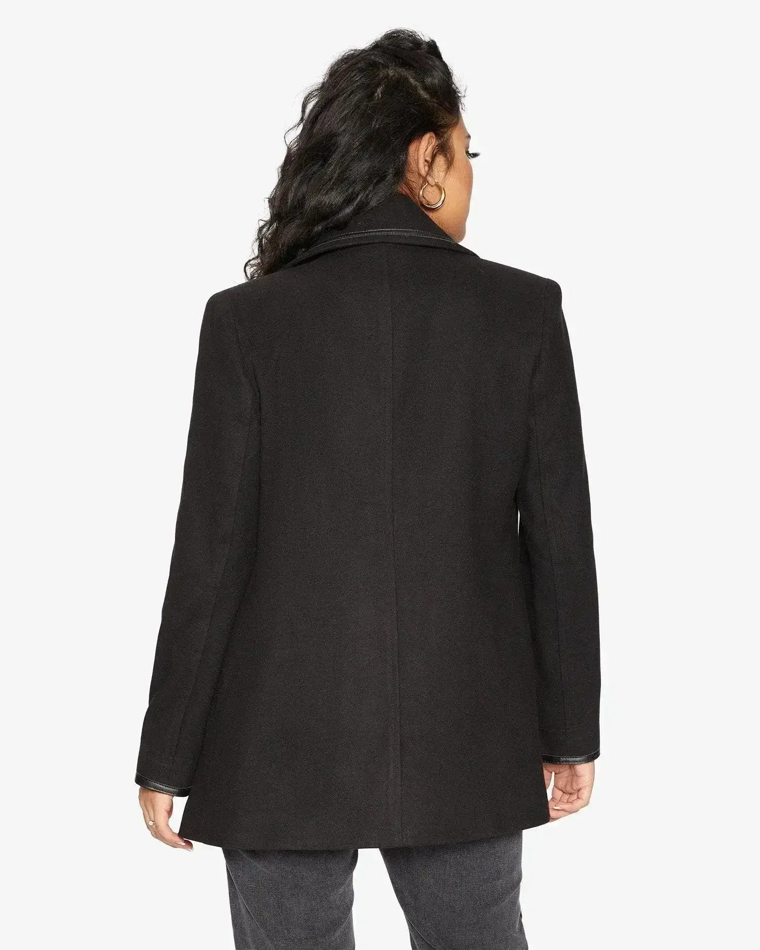 Wool Blend Contrast Trim Coat (1920) - Femstylo