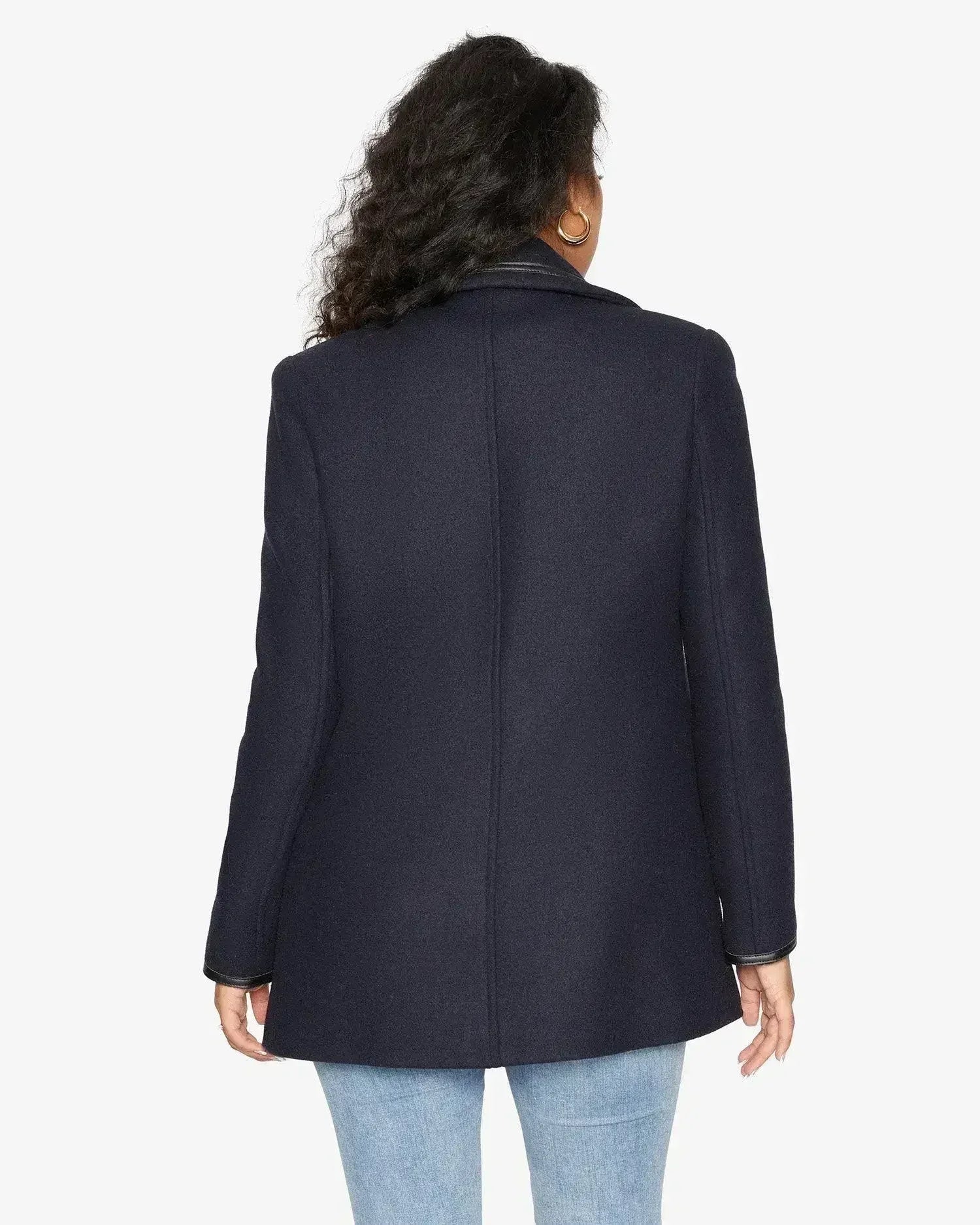 Wool Blend Contrast Trim Coat (1920) - Femstylo