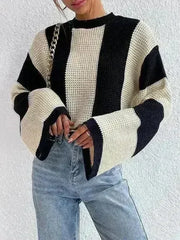 Color Block Bell Sleeve Sweater – Striped & Stylish - Femstylo