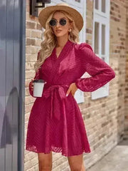 Long Sleeve Wrap Dress - Flattering Front Tie Design | Femstylo - Femstylo