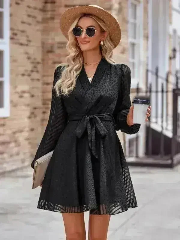 Long Sleeve Wrap Dress - Flattering Front Tie Design | Femstylo - Femstylo