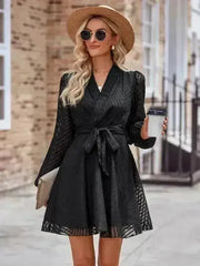 Long Sleeve Wrap Dress - Flattering Front Tie Design | Femstylo - Femstylo