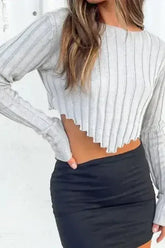 Cropped thick ribbed sweater - Femstylo