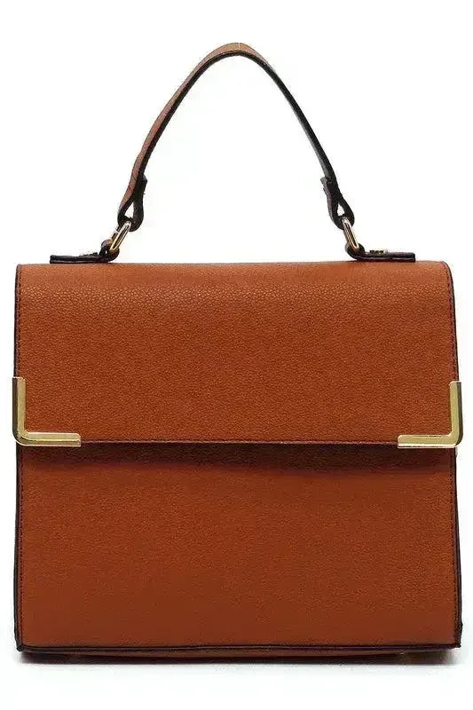 Vegan Leather Satchel - Top Handle Crossbody Bag | Femstylo - Femstylo