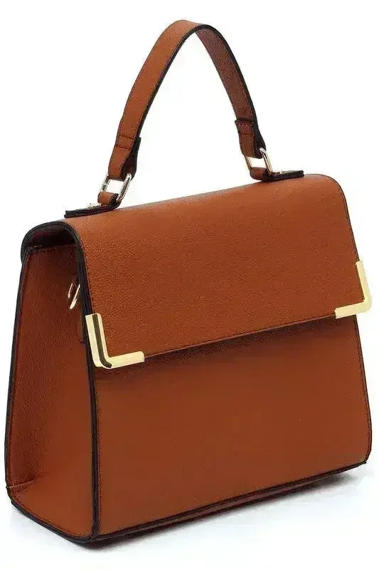 Vegan Leather Satchel - Top Handle Crossbody Bag | Femstylo - Femstylo