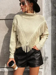 Fringe turtleneck sweater - Femstylo