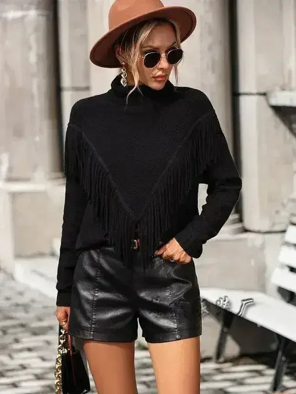 Fringe turtleneck sweater - Femstylo