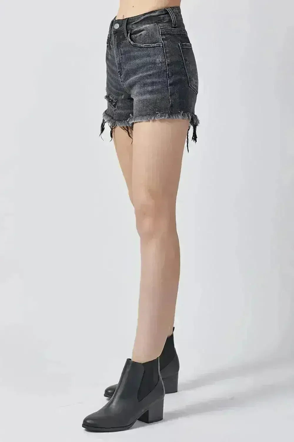 RISEN Raw Hem Denim Shorts with Pockets - Femstylo