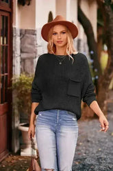 Knit sweater with pocket - Femstylo