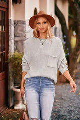 Knit sweater with pocket - Femstylo