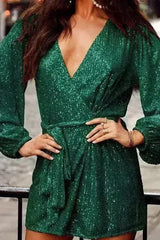 Sequin Wrap Dress – Glamorous & Flattering Evening Gown - Femstylo