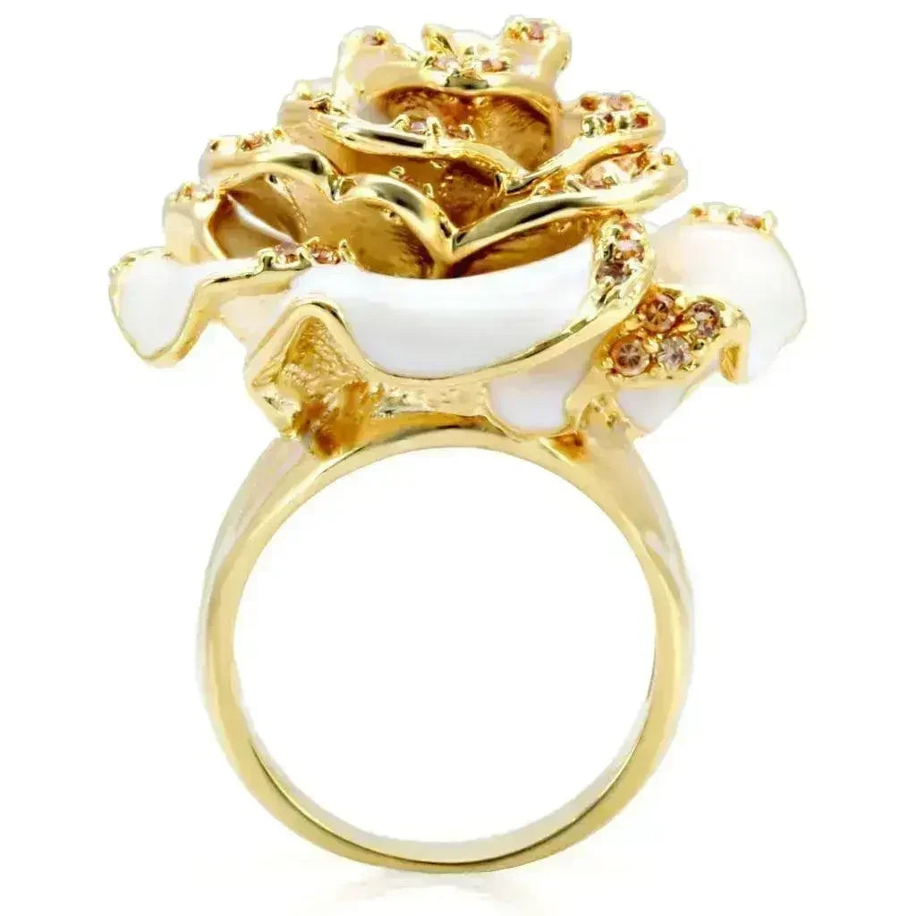 1W040 - Gold Brass Ring with AAA Grade CZ in Champagne - Femstylo