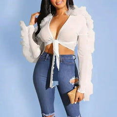 Black gothic style woven crop top women Sexy transparent club - Femstylo