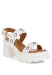 Urla Eyelet Detail Platform Heel Sandals - Femstylo