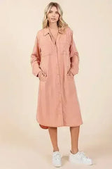 Mittoshop Button Down Long Sleeve Shirt Dress - Femstylo