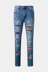 American Flag Patched Distressed Jeans - Femstylo