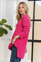 ADORA High-Low Side Slit V-Neck Sweater - Femstylo