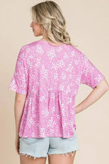 Floral Peplum Blouse - Round Neck Women's Top | Femstylo - Femstylo