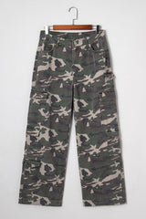 Green Camo Multi Pocket Cargo Wide Leg Jeans