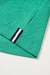 Sea Green Jacquard Textured Quarter Zipper Pop of Color Neckline Dress