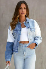 Sky Blue Denim Hem Jacket - Femstylo