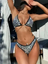 Sequin Halter Neck Two-Piece Bikini Set - Femstylo