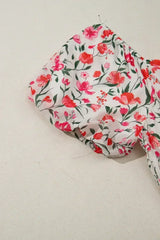 Pink Plus Size Floral Square Neck Puff Sleeve Ruffle Maxi Dress - Femstylo