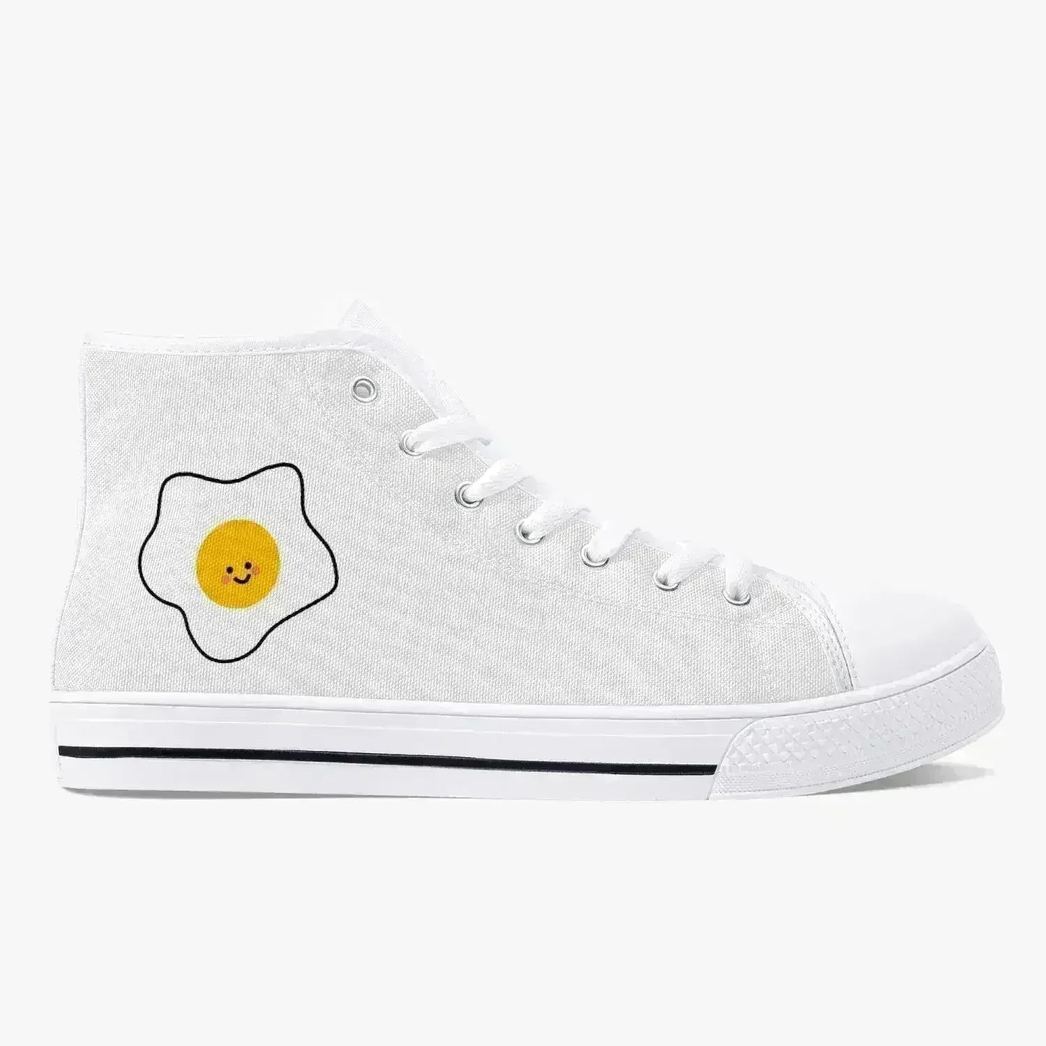 Jacki Easlick Lux Egg Classic High-Top Canvas Sneakers - White/Black - Femstylo