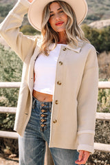 Parchment Suede Sherpa Lined Western Loose Jacket