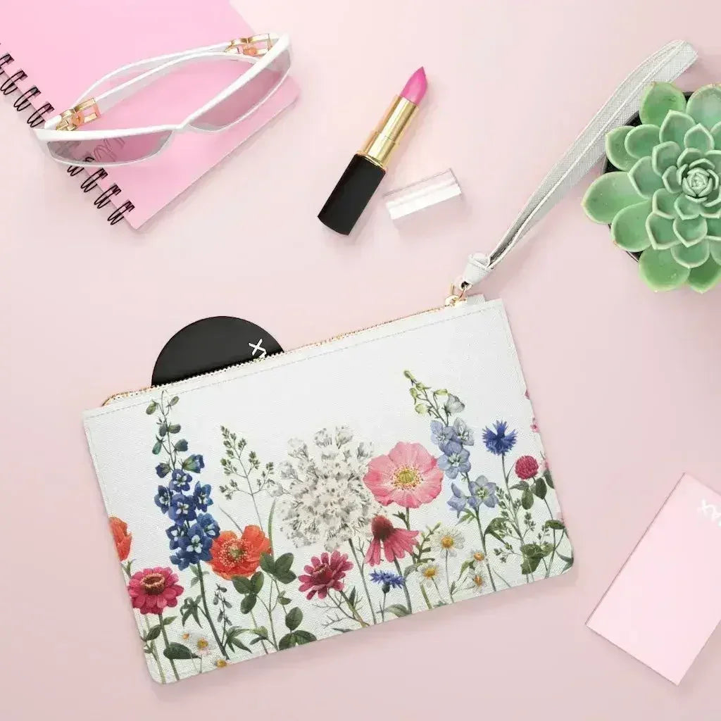 Floral Designed Zipped Clutch Bag - Femstylo